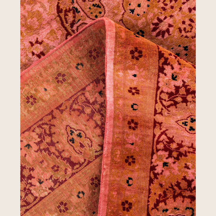 Pink Traditional Samsara Wool Rug - 6'3" x 9'