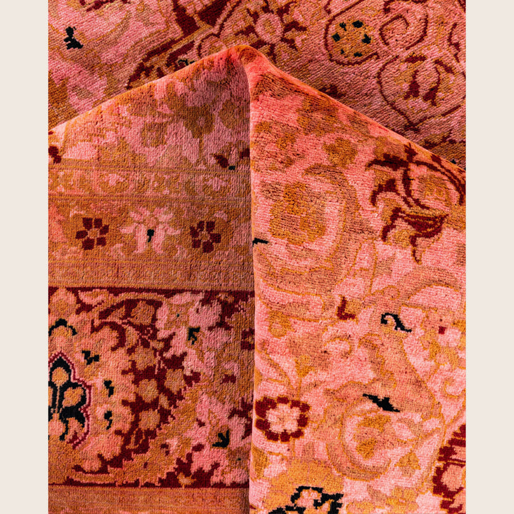 Pink Traditional Samsara Wool Rug - 6'3" x 9'