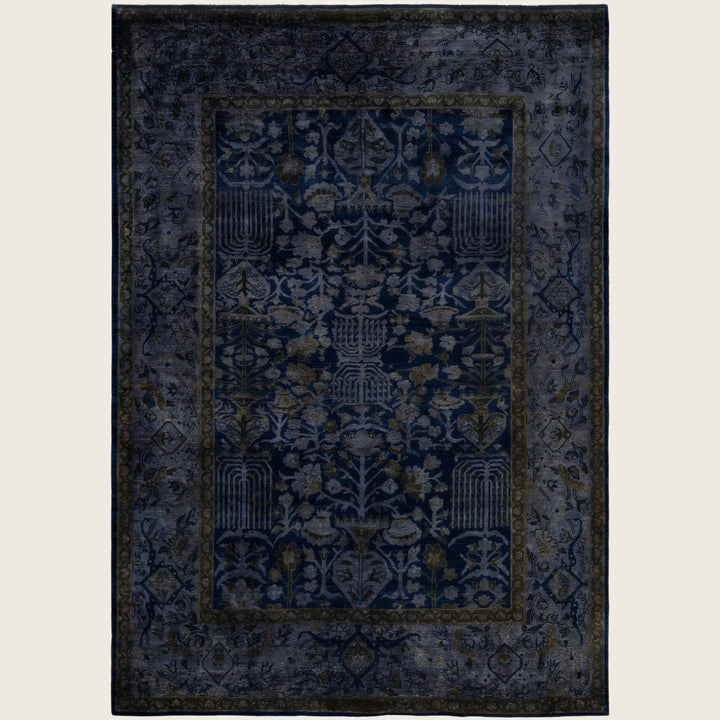 Navy Traditional Samsara Wool Rug - 6'1" x 8'10"