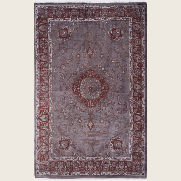 Brown Traditional Samsara Wool Rug - 4'2" x 6'4"