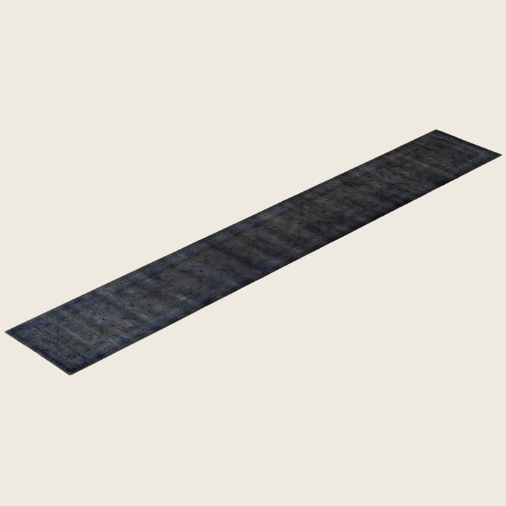 Grey Traditional Samsara Wool Runner - 2'8" x 18'10"