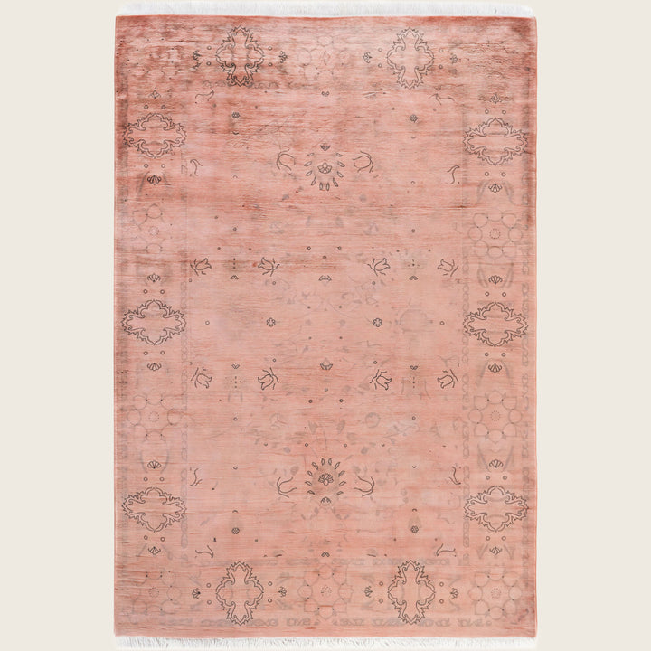 Pink Traditional Samsara Wool Rug - 4'2" x 6'1"