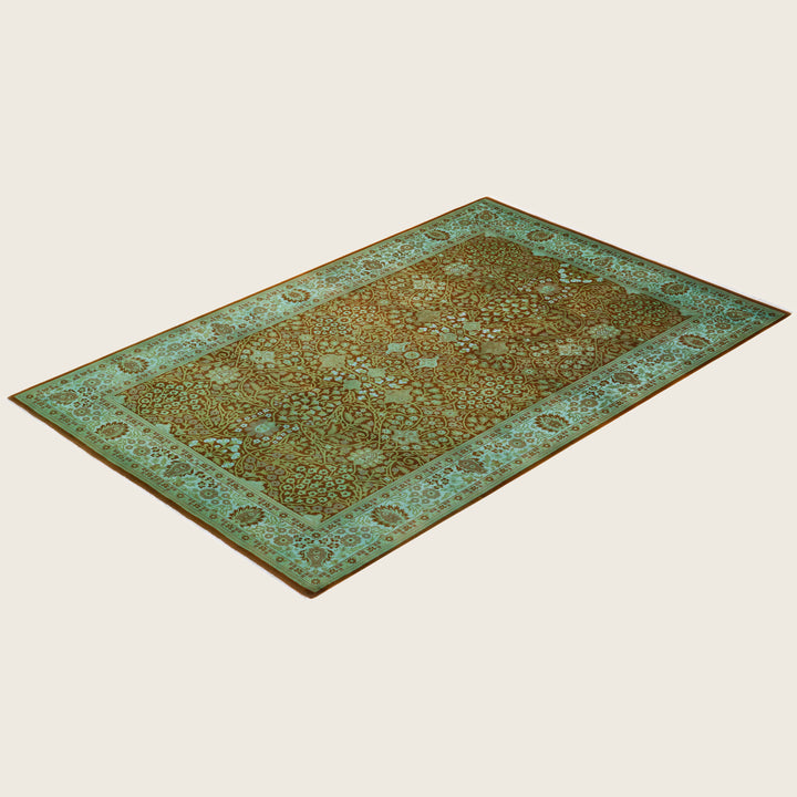 Orange Traditional Samsara Wool Rug - 5'3" x 8'2"