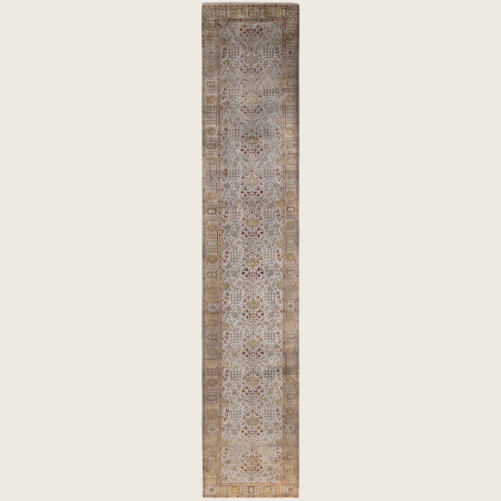 Grey Traditional Samsara Wool Runner - 3' x 16'3"