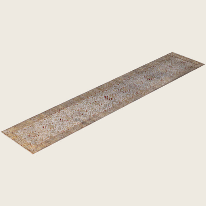 Grey Traditional Samsara Wool Runner - 3' x 16'3"