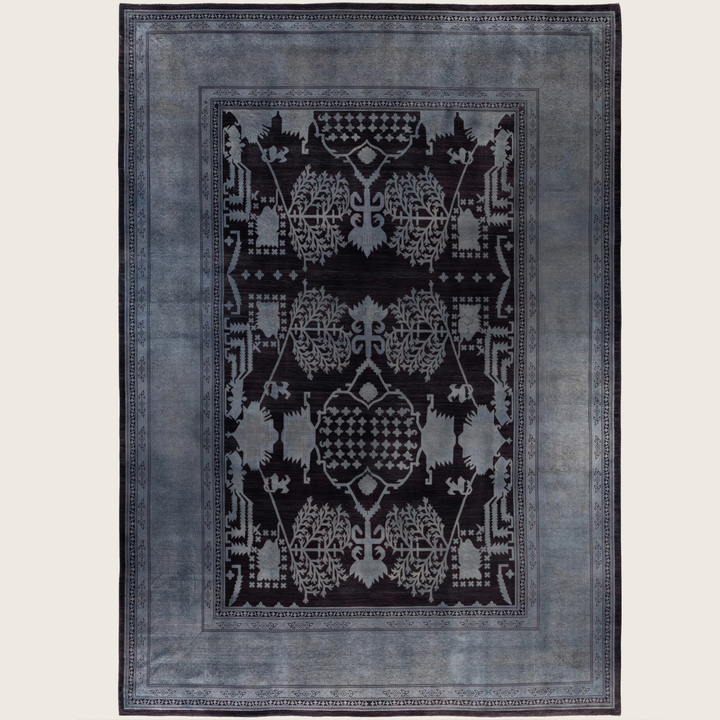 Black Traditional Samsara Wool Rug - 10'5" x 14'8"