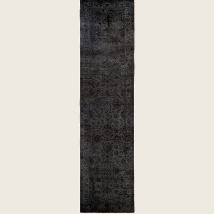 Grey Traditional Samsara Wool Runner - 3' x 11'10"