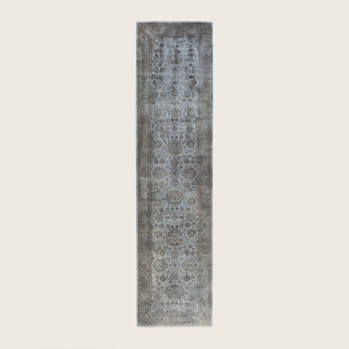 Grey Traditional Samsara Wool Runner - 2'7" x 10'7"