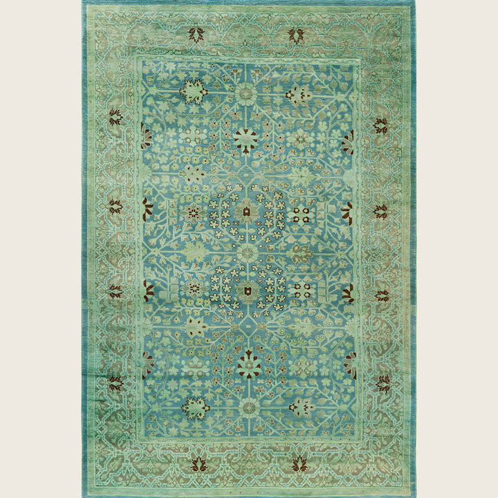 Green Traditional Samsara Wool Rug - 4'1" x 6'2"