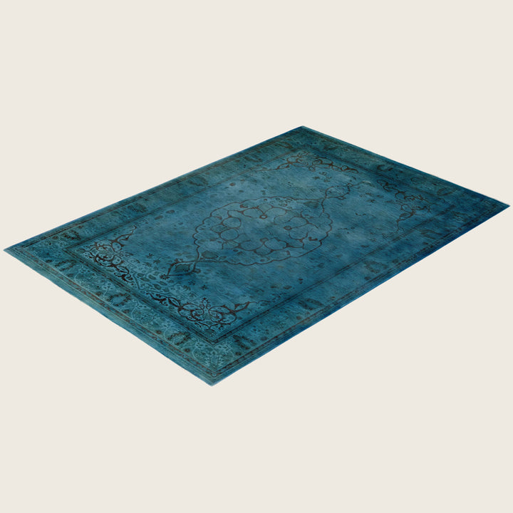 Blue Traditional Samsara Wool Rug - 4'2" x 6'1"