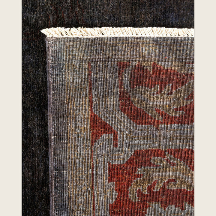 Black Traditional Samsara Wool Rug - 6' x 8'8"