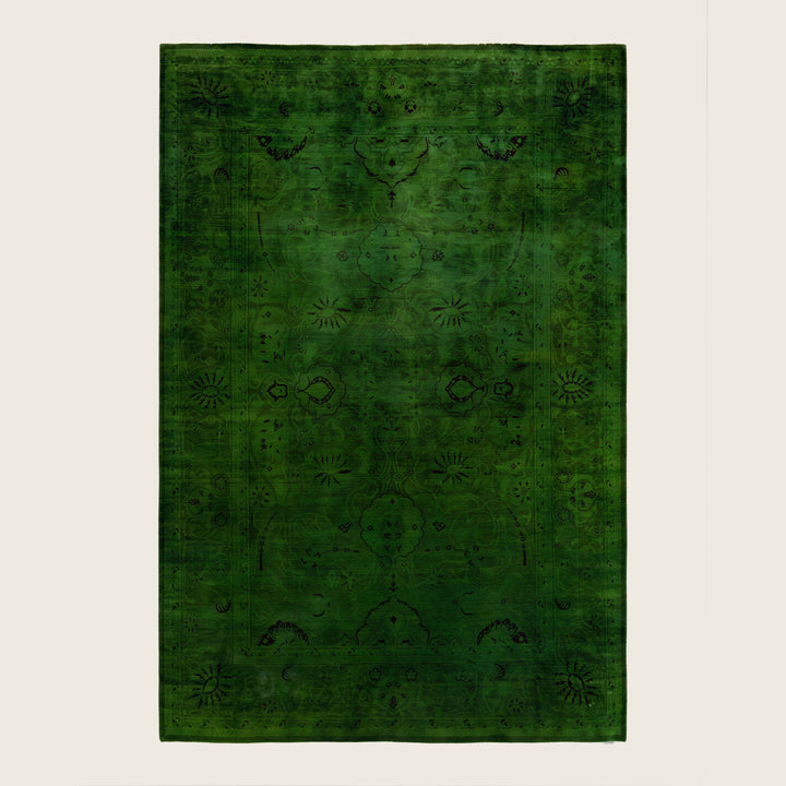 Green Traditional Samsara Wool Rug - 6'2" x 8'10"