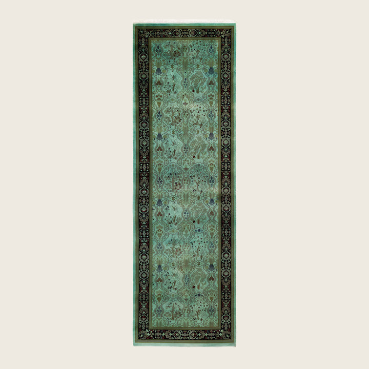 Green Traditional Samsara Wool Runner - 2'6" x 8'1"