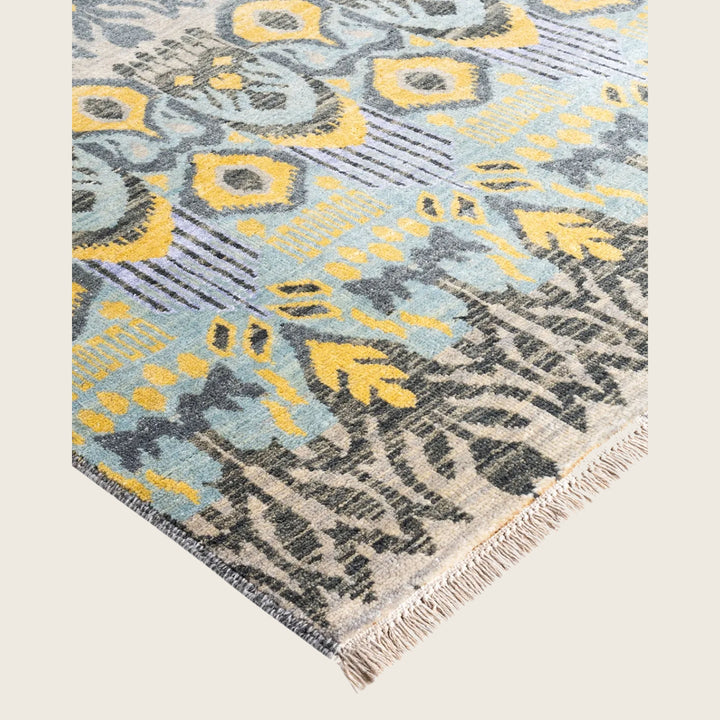 Beige Traditional Ikat Wool Rug - 9'1" x 12'2"