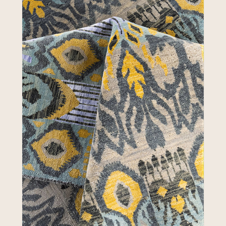 Beige Traditional Ikat Wool Rug - 9'1" x 12'2"