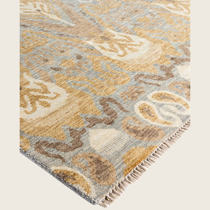 Grey Traditional Ikat Wool Rug - 9'2" x 12'2"