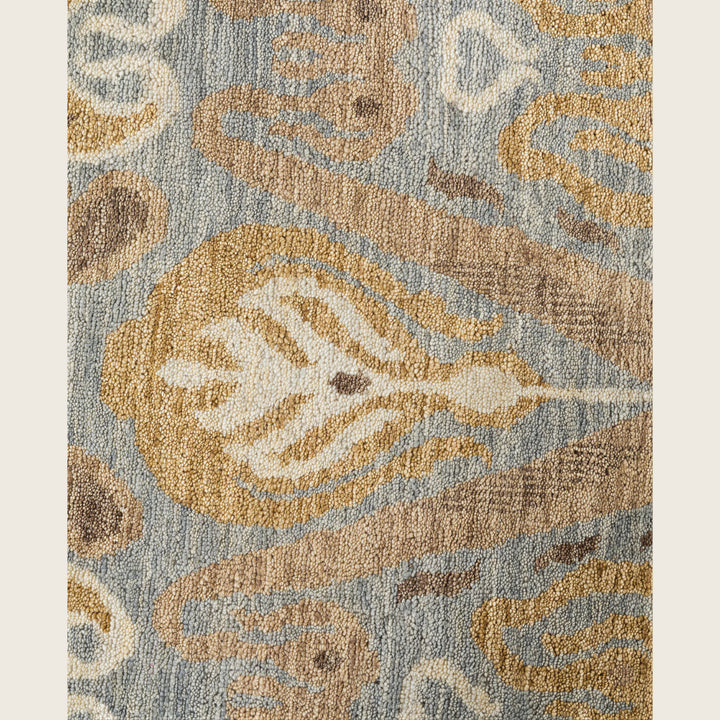 Grey Traditional Ikat Wool Rug - 9'2" x 12'2"
