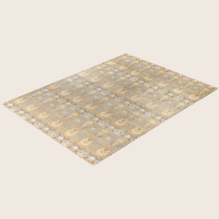 Grey Traditional Ikat Wool Rug - 9'2" x 12'2"