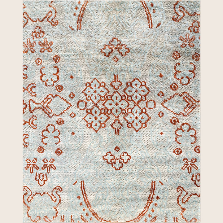 Grey Traditional Ikat Wool Rug - 8' x 10'4"