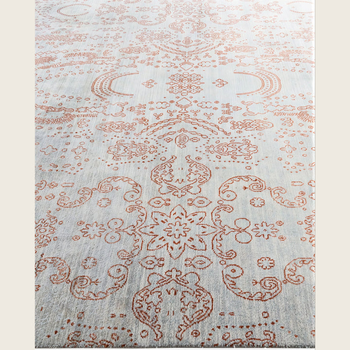 Grey Traditional Ikat Wool Rug - 8' x 10'4"