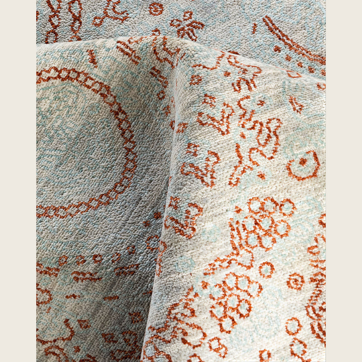 Grey Traditional Ikat Wool Rug - 8' x 10'4"