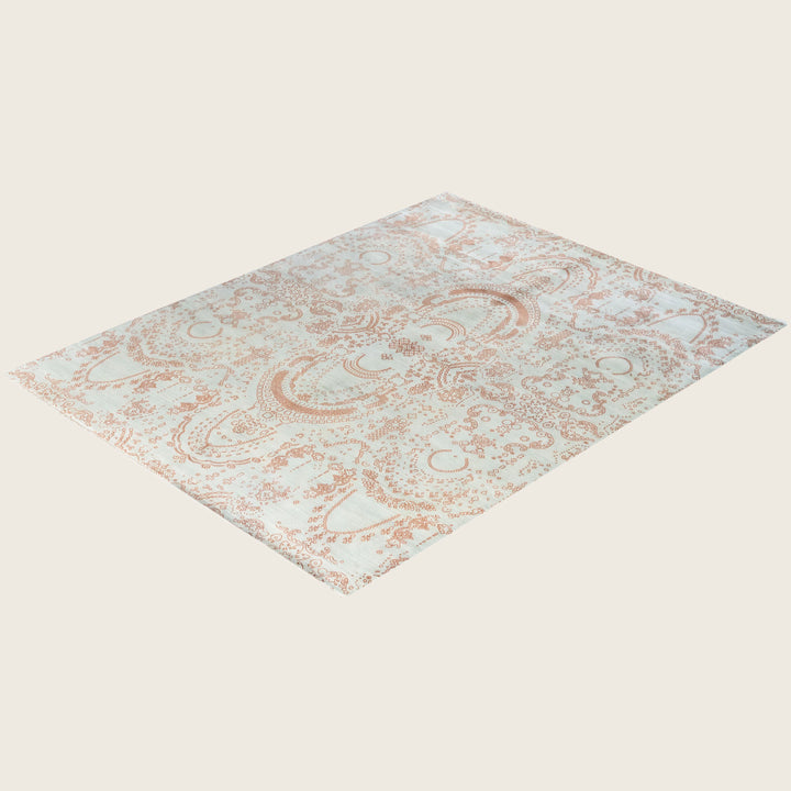 Grey Traditional Ikat Wool Rug - 8' x 10'4"