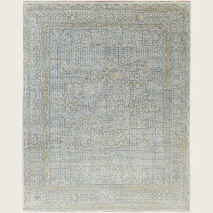 Grey Traditional Ikat Wool Rug - 8'1" x 10'1"