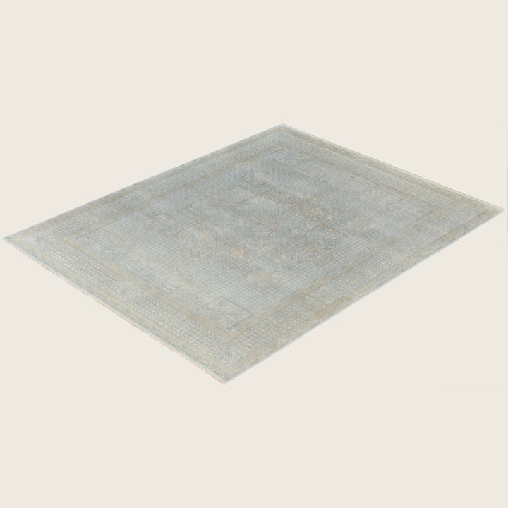 Grey Traditional Ikat Wool Rug - 8'1" x 10'1"