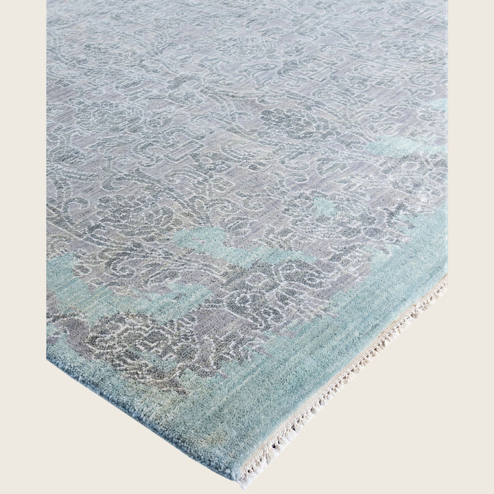 Grey Traditional Ikat Wool Rug - 9'2" x 12'2"