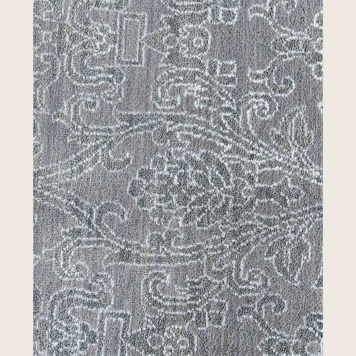 Grey Traditional Ikat Wool Rug - 9'2" x 12'2"