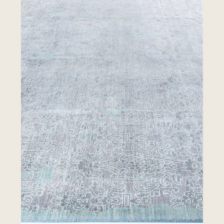 Grey Traditional Ikat Wool Rug - 9'2" x 12'2"