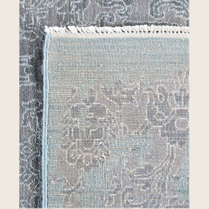 Grey Traditional Ikat Wool Rug - 9'2" x 12'2"