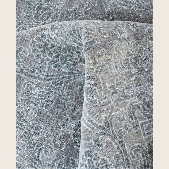 Grey Traditional Ikat Wool Rug - 9'2" x 12'2"