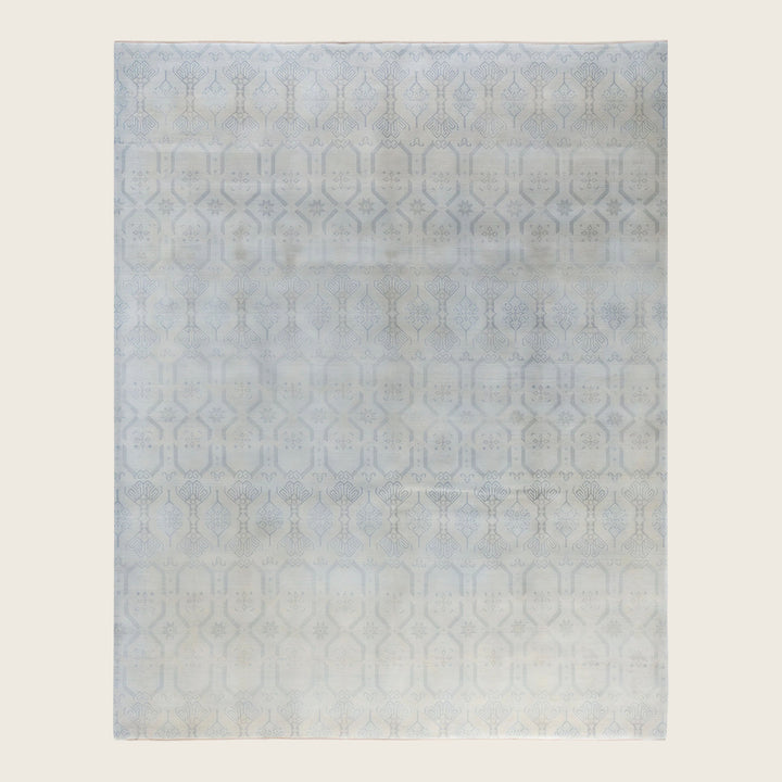 Grey Traditional Ikat Wool Rug - 8'3" x 10'3"