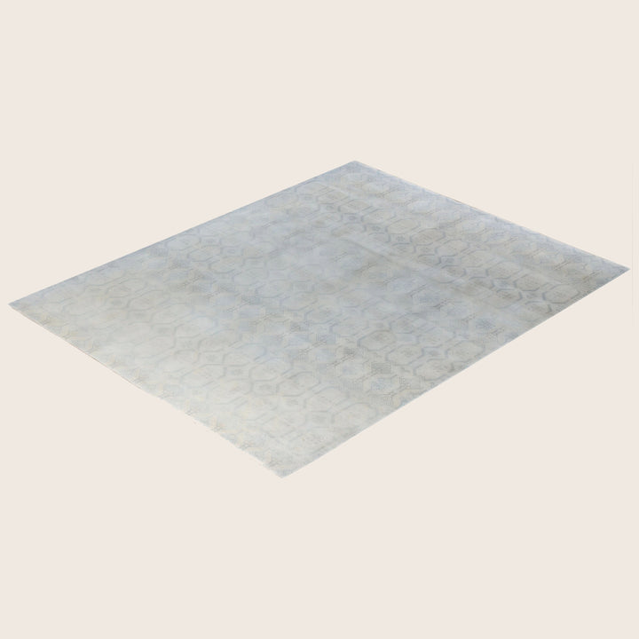 Grey Traditional Ikat Wool Rug - 8'3" x 10'3"