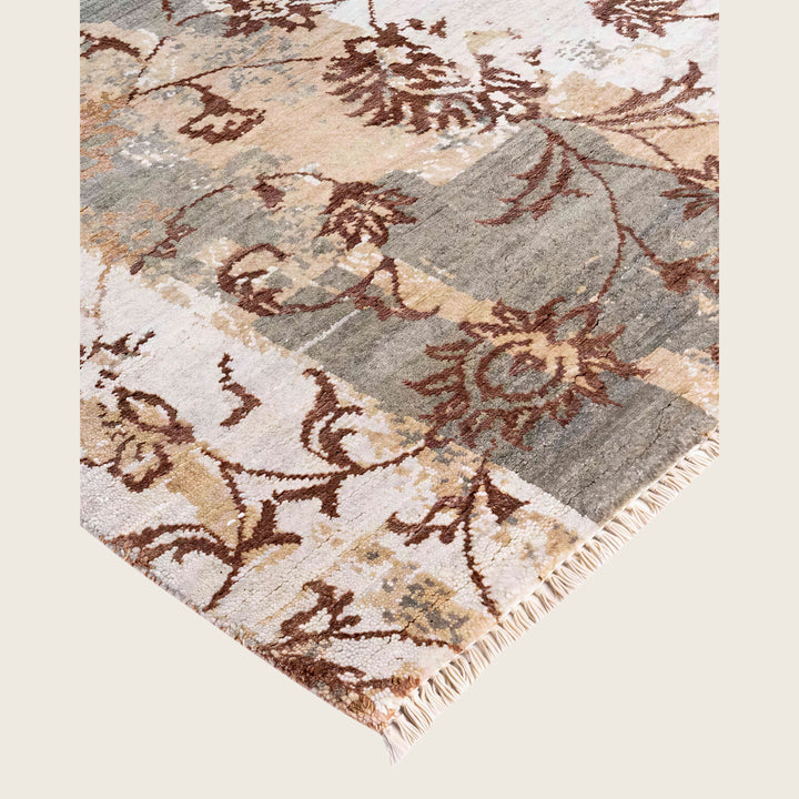 Brown Traditional Ikat Wool Rug - 8'1" x 10'
