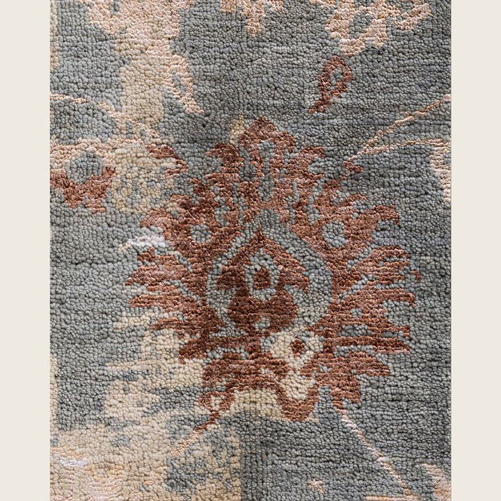 Brown Traditional Ikat Wool Rug - 8'1" x 10'