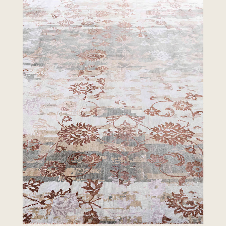 Brown Traditional Ikat Wool Rug - 8'1" x 10'