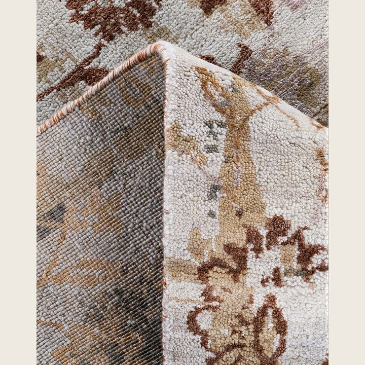 Brown Traditional Ikat Wool Rug - 8'1" x 10'