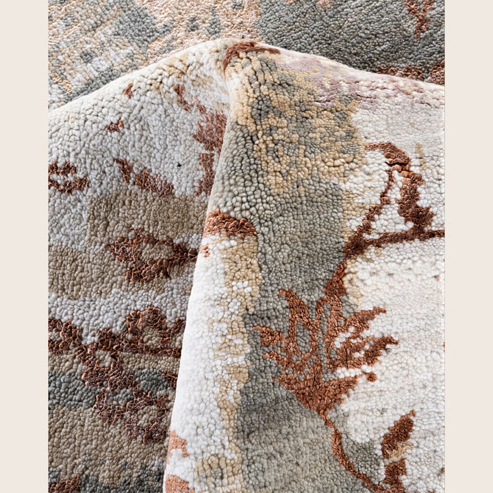 Brown Traditional Ikat Wool Rug - 8'1" x 10'