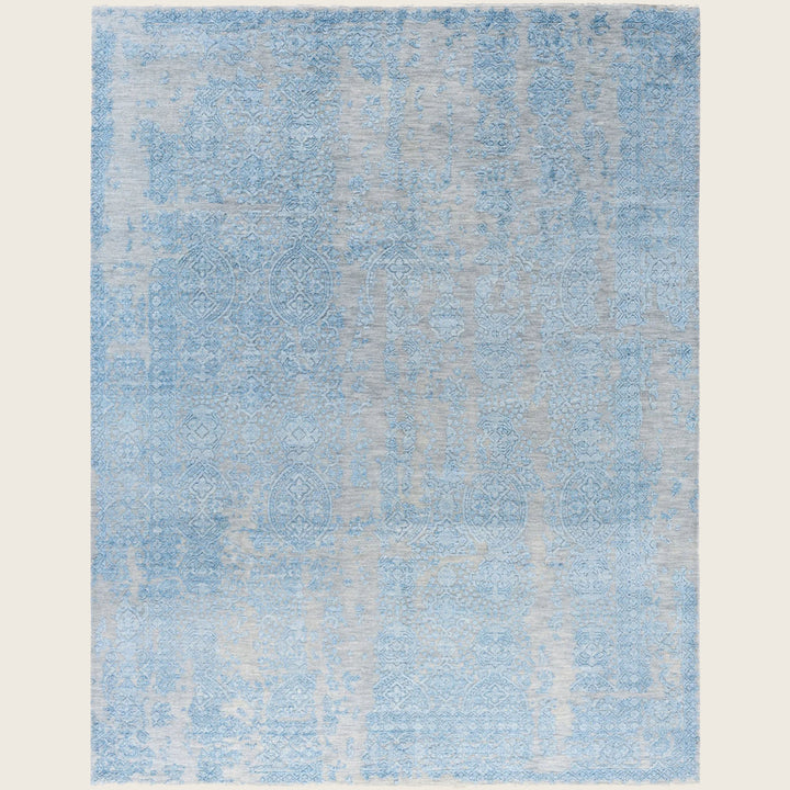 Grey Traditional Ikat Wool Rug - 7'10" x 10'1"