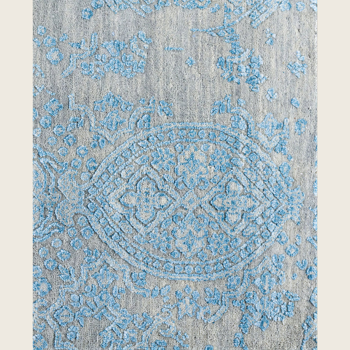 Grey Traditional Ikat Wool Rug - 7'10" x 10'1"