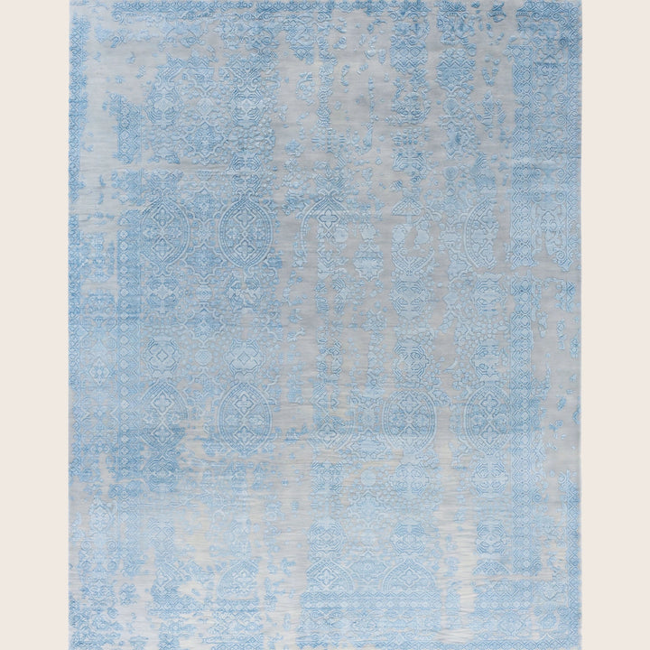 Grey Traditional Ikat Wool Rug - 7'10" x 10'1"