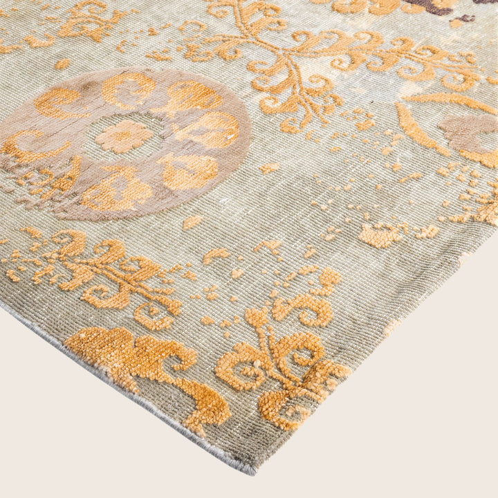 Grey Traditional Ikat Wool Rug - 8'10" x 11'10"