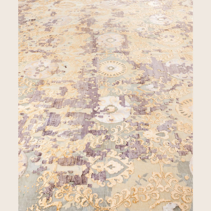 Grey Traditional Ikat Wool Rug - 8'10" x 11'10"