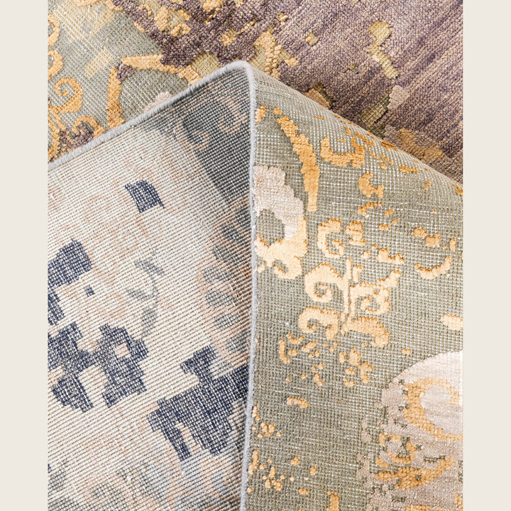 Grey Traditional Ikat Wool Rug - 8'10" x 11'10"