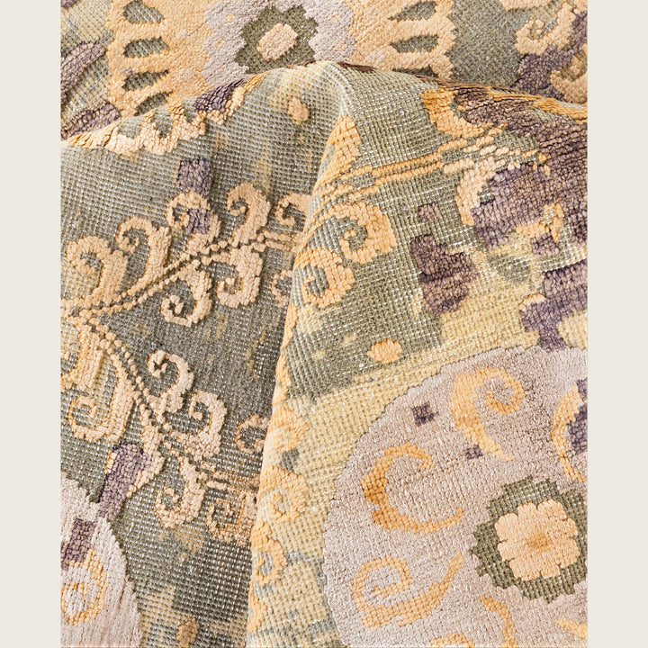 Grey Traditional Ikat Wool Rug - 8'10" x 11'10"