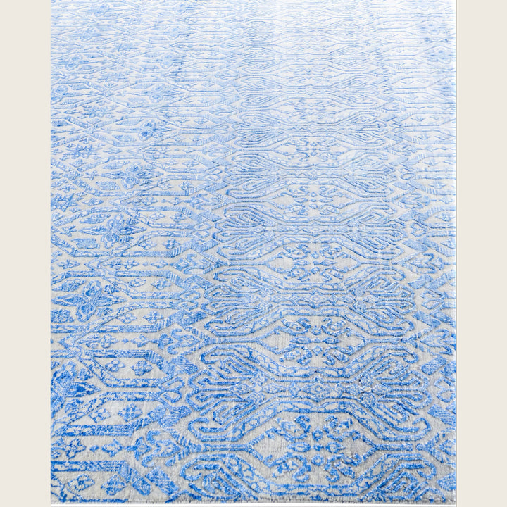 Blue Traditional Ikat Wool Rug - 8' x 10'1"