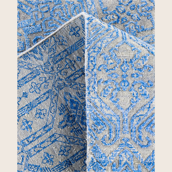 Blue Traditional Ikat Wool Rug - 8' x 10'1"