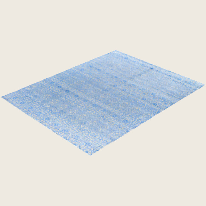 Blue Traditional Ikat Wool Rug - 8' x 10'1"